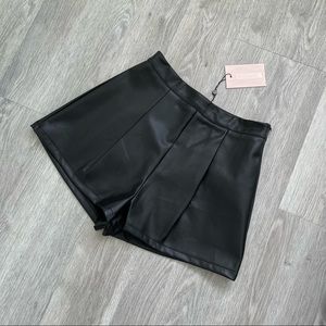 Missguided | High Waist Faux Leather Shorts